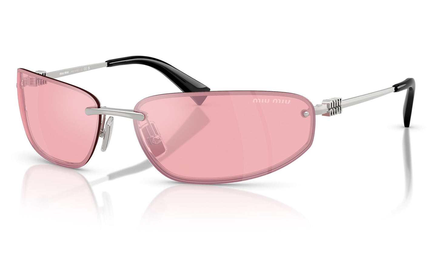 Miu Miu MU A50S Sunglasses - Silver / Mirror Pink
