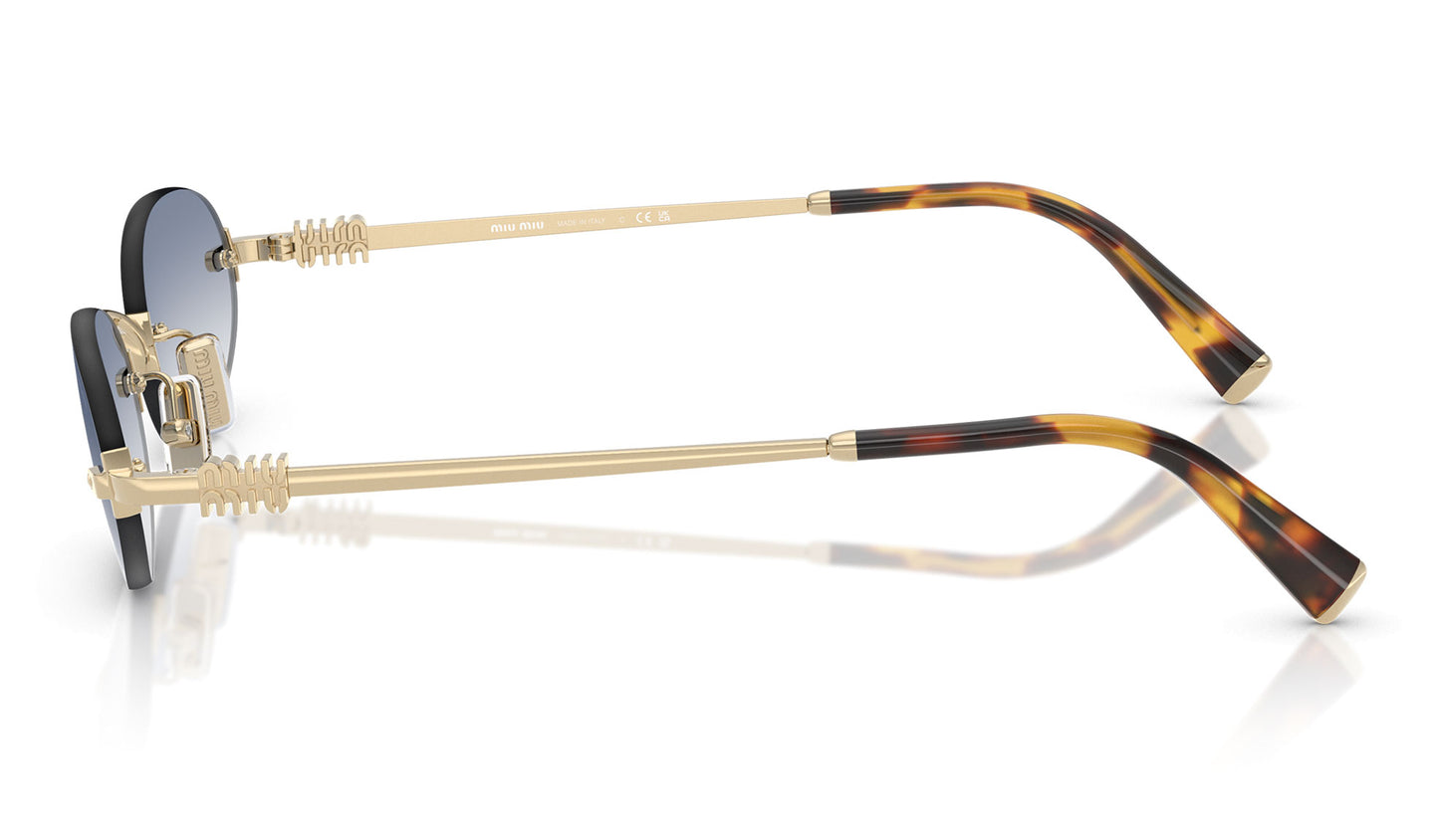 Miu Miu MU A54S Sunglasses - Pale Gold / Clear Gradient Light Blue