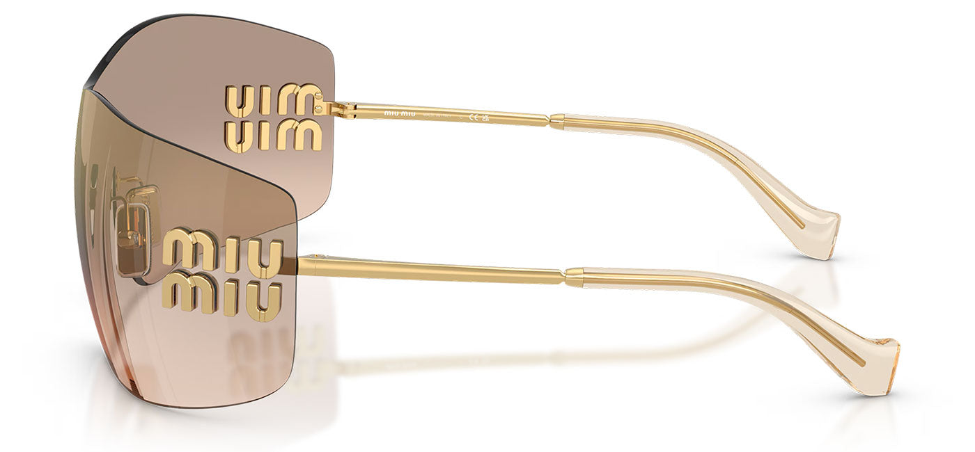Miu Miu MU B53S Sunglasses - Gold / Light Brown Mirror Bronze