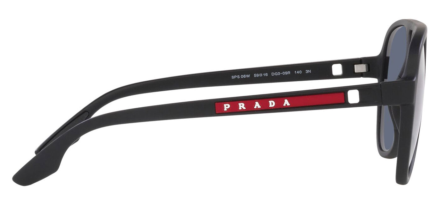 Prada Linea Rossa PS 06WS Sunglasses - Black Rubber / Blue