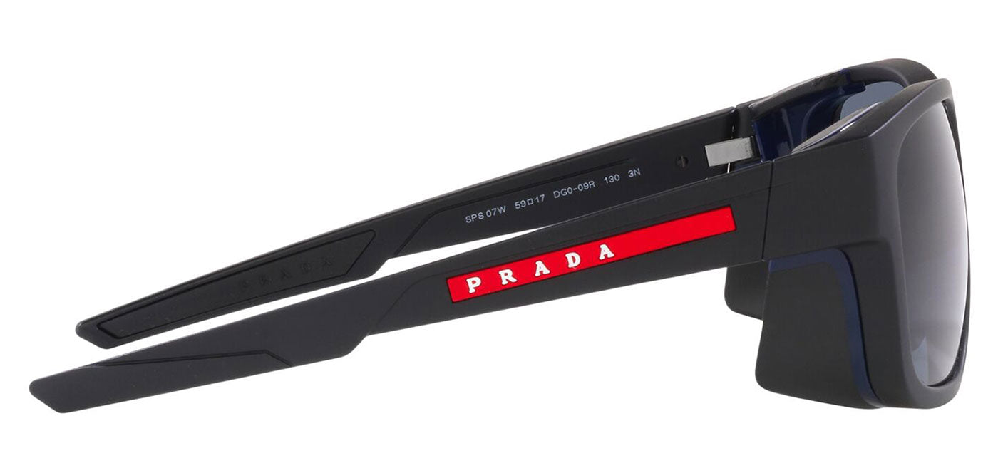 Prada Linea Rossa PS 07WS Sunglasses - Black Rubber / Blue