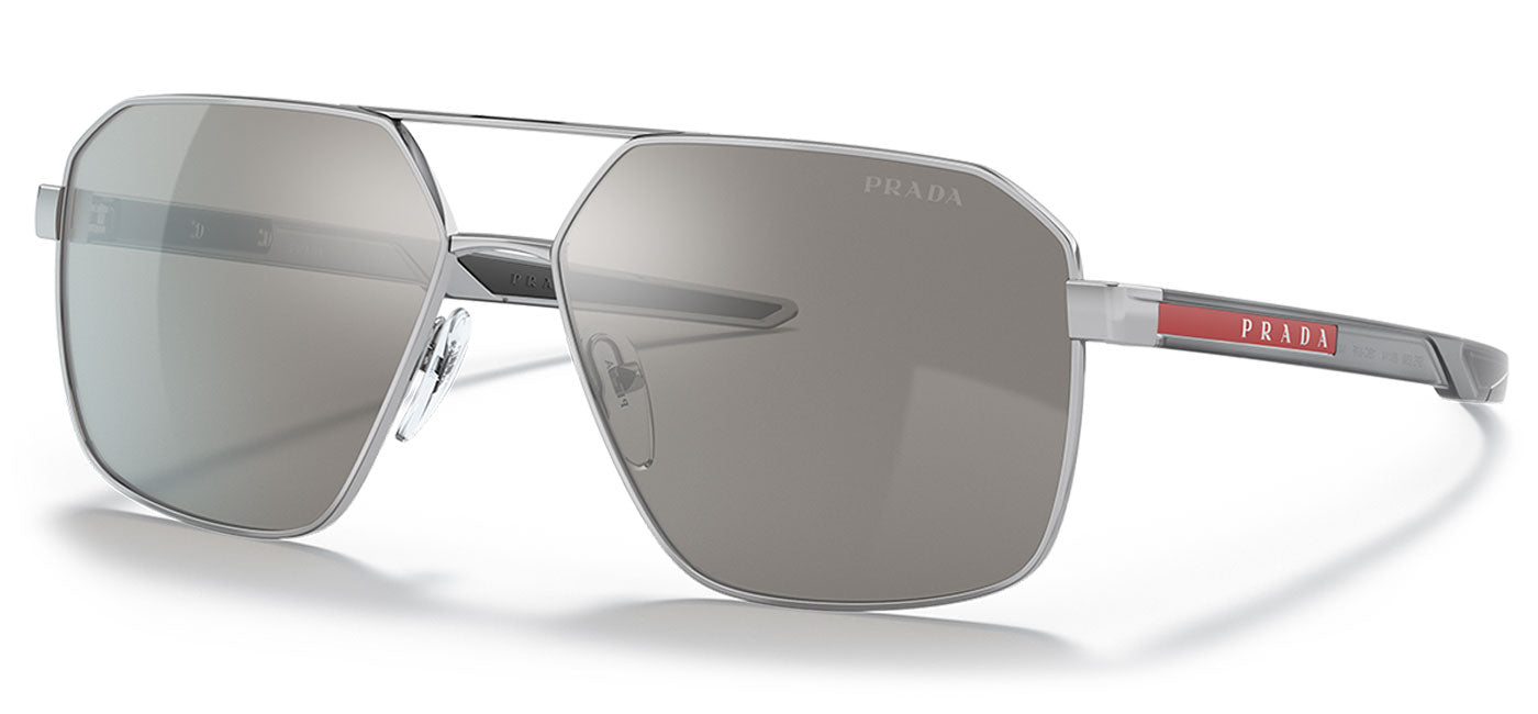 Prada Linea Rossa PS 55WS Sunglasses - Silver / Light Grey Mirror