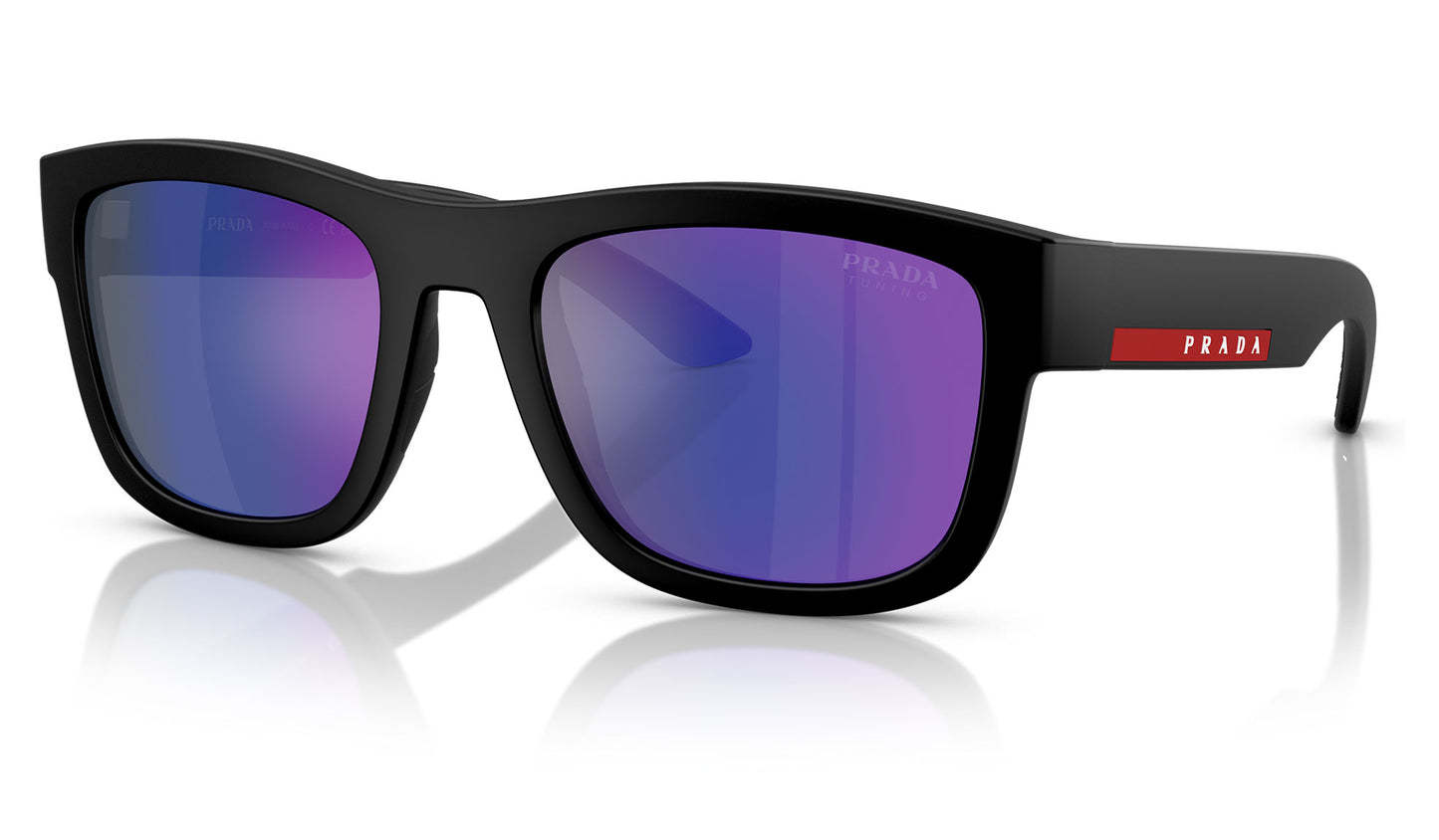 Prada Linea Rossa PS 01ZS Sunglasses - Matte Black / Dark Blue Mirror Violet