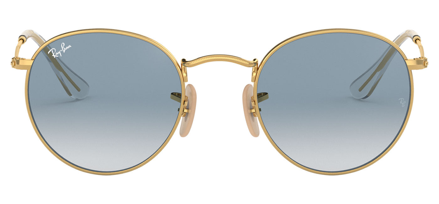 Ray-Ban RB3447N Round Metal Flat Lenses Sunglasses - Gold / Light Blue Gradient