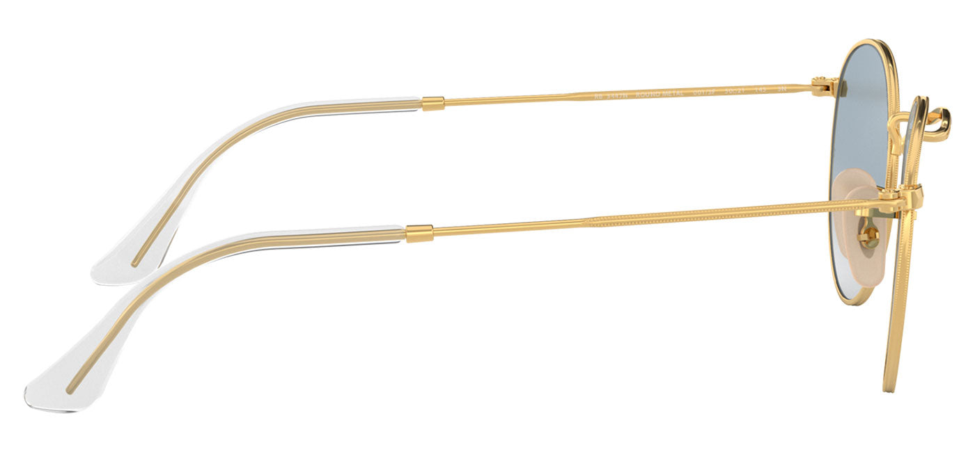Ray-Ban RB3447N Round Metal Flat Lenses Sunglasses - Gold / Light Blue Gradient