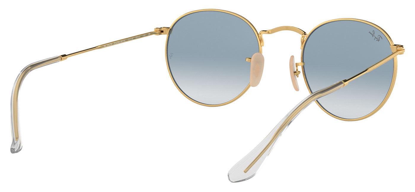 Ray-Ban RB3447N Round Metal Flat Lenses Sunglasses - Gold / Light Blue Gradient