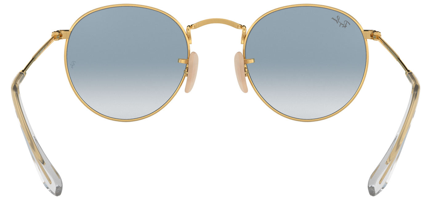 Ray-Ban RB3447N Round Metal Flat Lenses Sunglasses - Gold / Light Blue Gradient