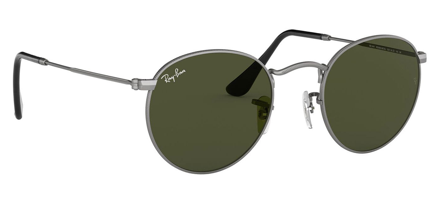 Ray-Ban RB3447 Round Metal Sunglasses - Matte Gunmetal / Green