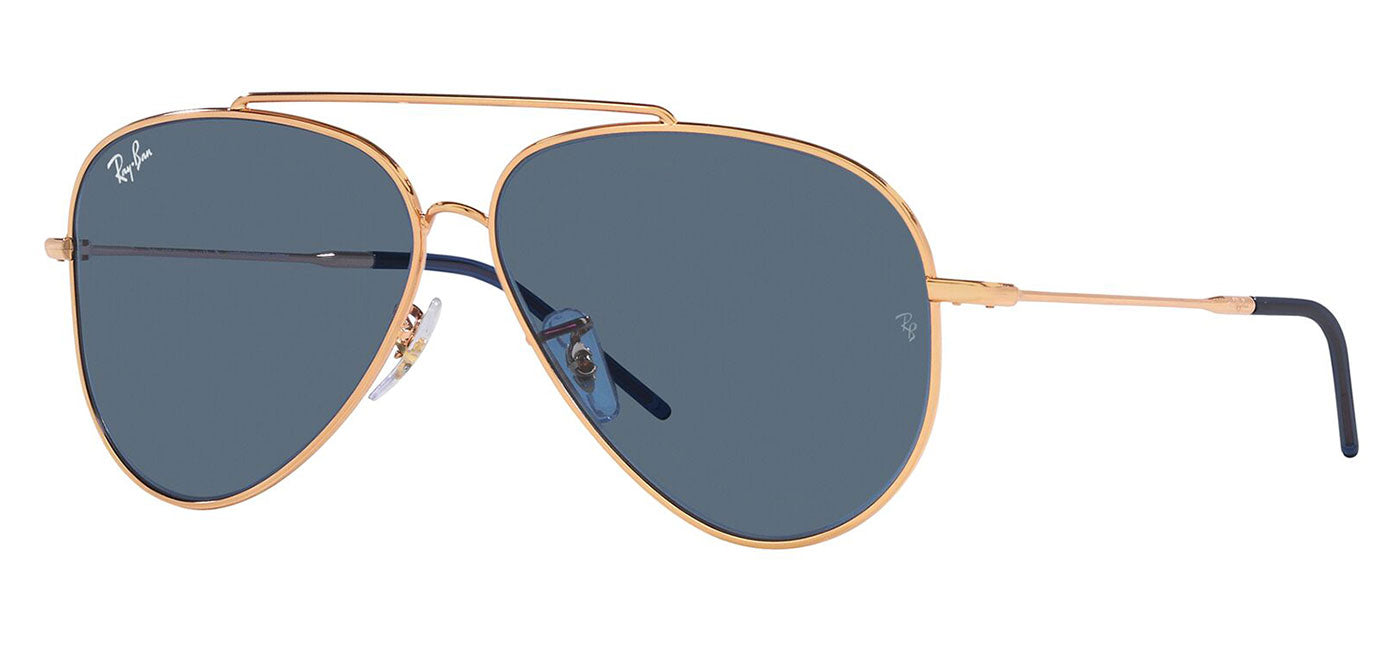Ray-Ban RBR0101S Aviator Reverse Sunglasses - Rose Gold / Dark Blue