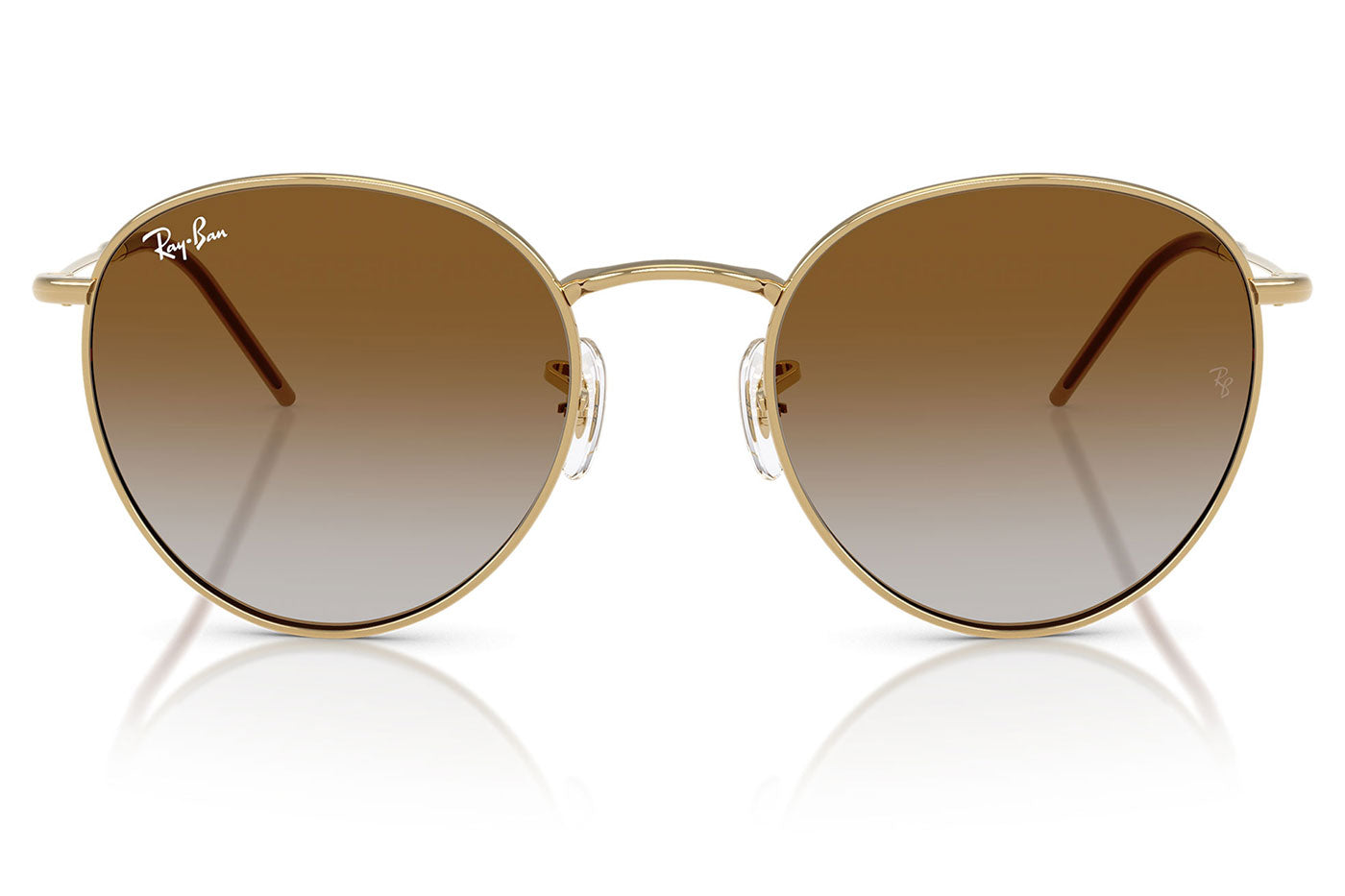 Ray-Ban RBR0103S Round Reverse Sunglasses - Arista Gold / Clear Gradient Brown
