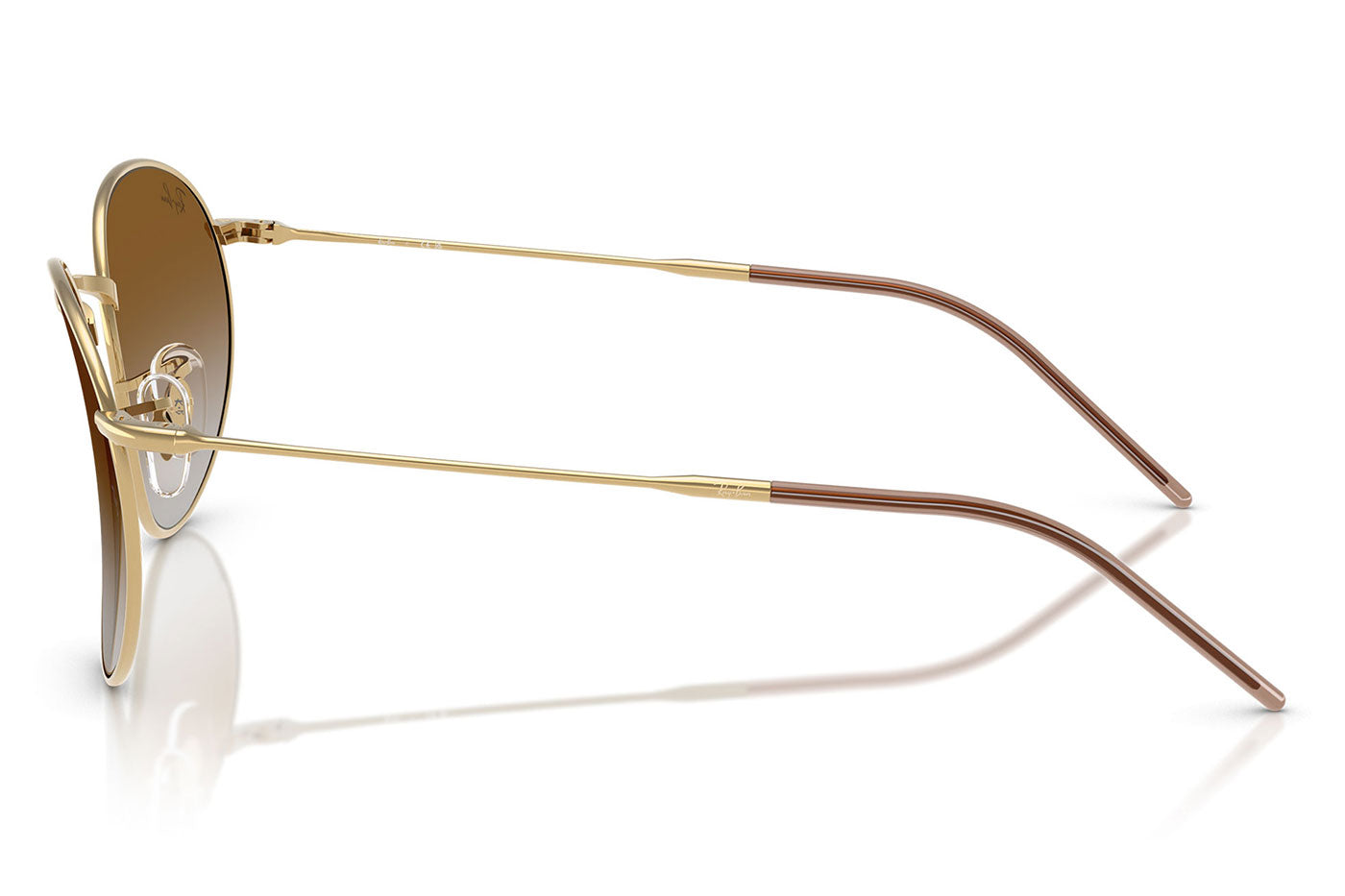 Ray-Ban RBR0103S Round Reverse Sunglasses - Arista Gold / Clear Gradient Brown
