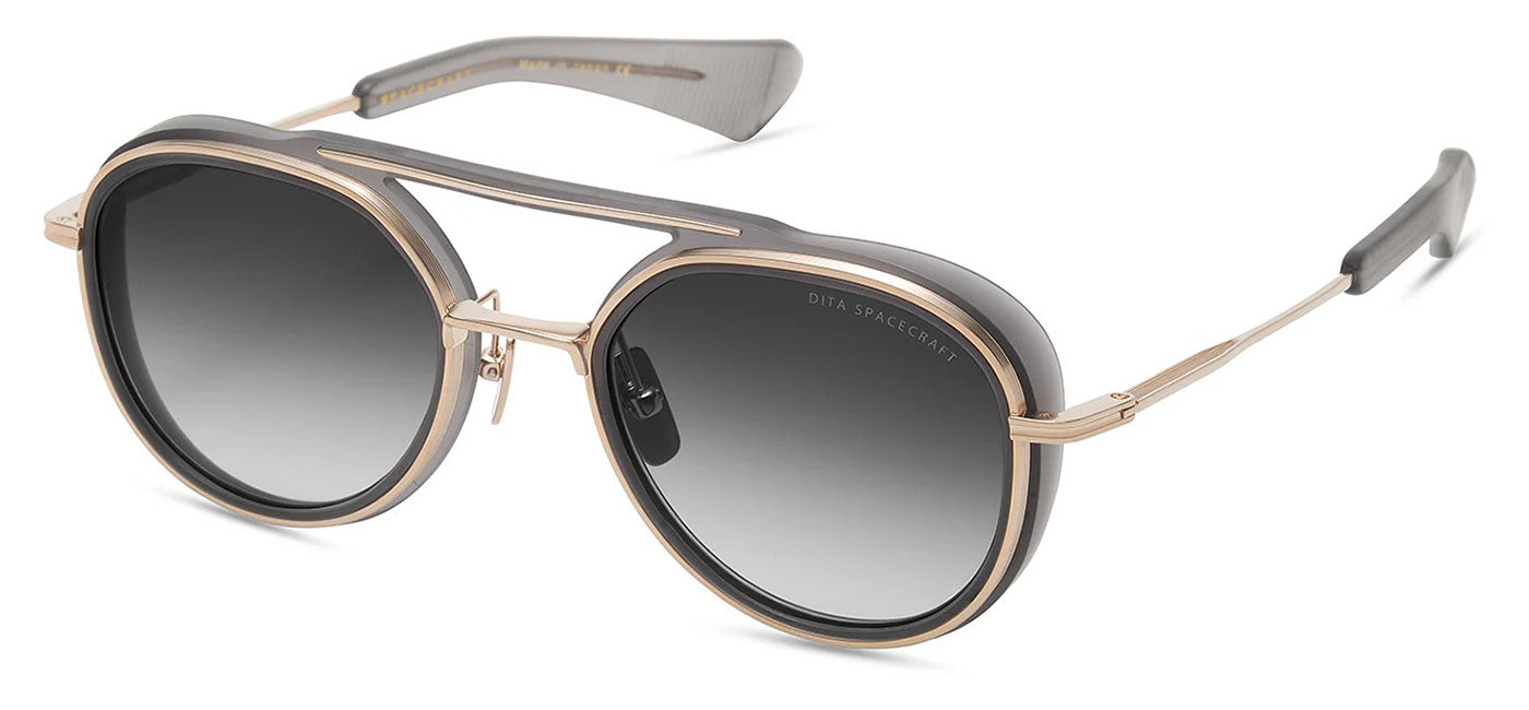 DITA Spacecraft Sunglasses - White Gold and Matte Cystal Grey / Dark Green To Clear Gradient