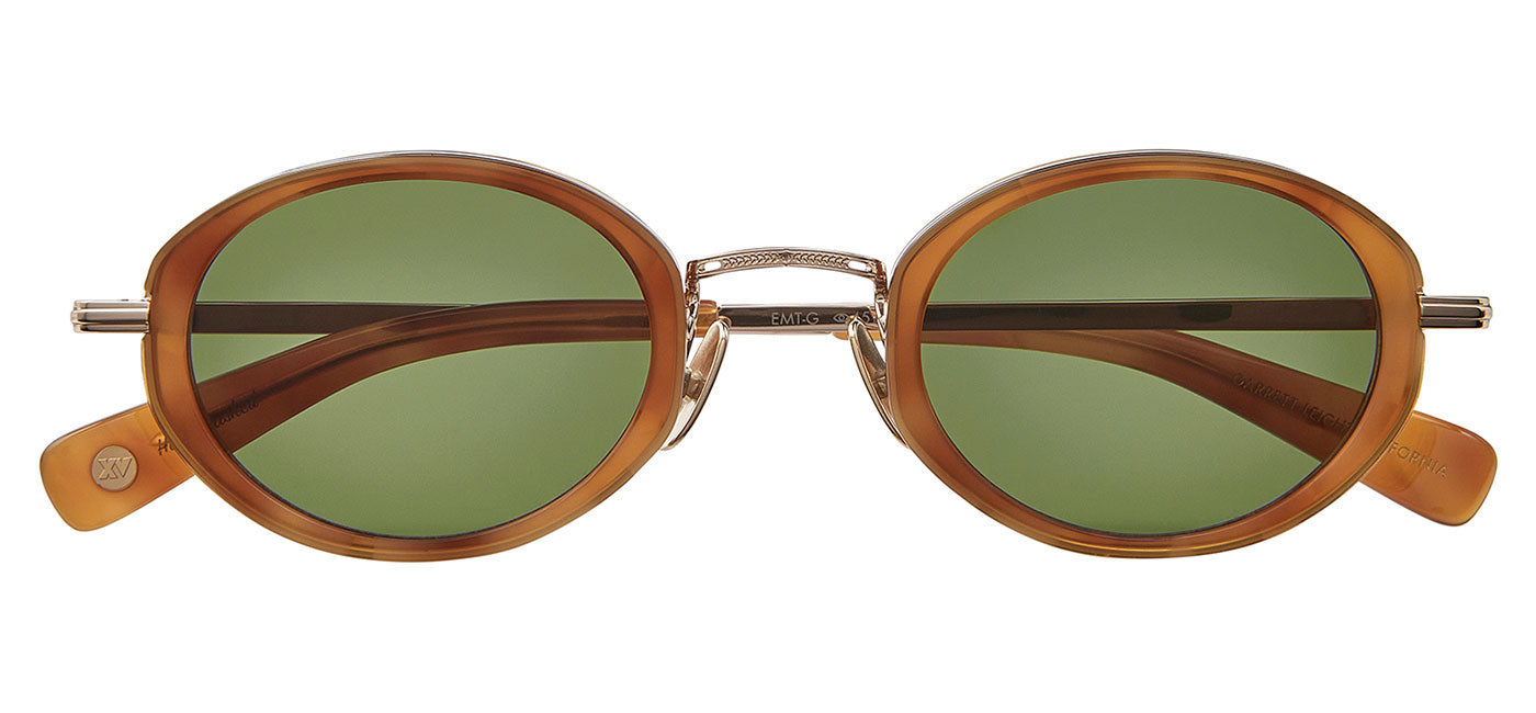 Garrett Leight Alper Sunglasses - Ember Tortoise-Gold / Green
