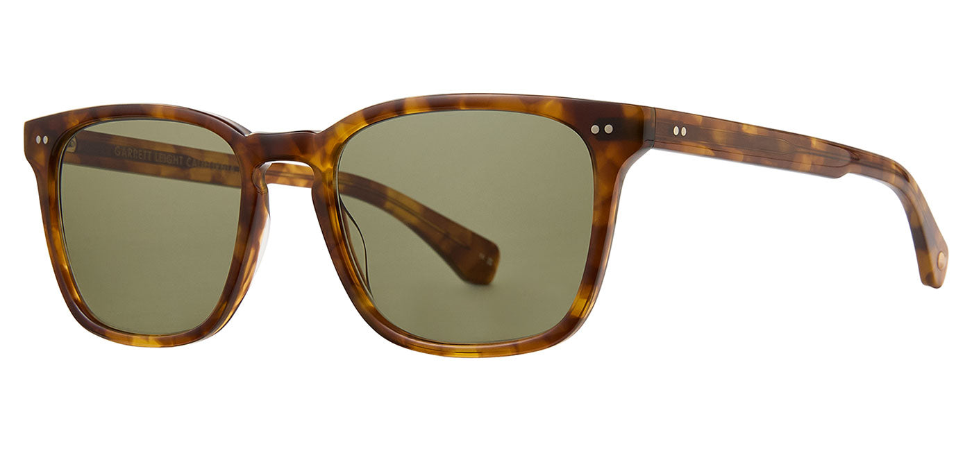 Garrett Leight Earvin Sunglasses  - Hazel Tortoise / Green