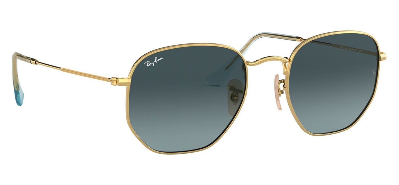 Ray-Ban RB3548N Hexagonal Flat Lens Sunglasses - Gold / Blue Grey Gradient